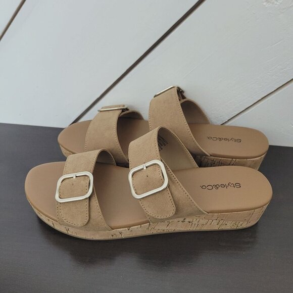 NEW Style & Co. Temppestt Womens 9M Tan Platform Sandal Straps & Cork 4CT - Picture 2 of 7